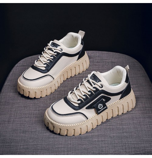 Women's shoes platform soles heightened casual board shoes round toe student shoes fashionable Women's shoes platform soles heightened casual board shoes round toe student shoes fashionable